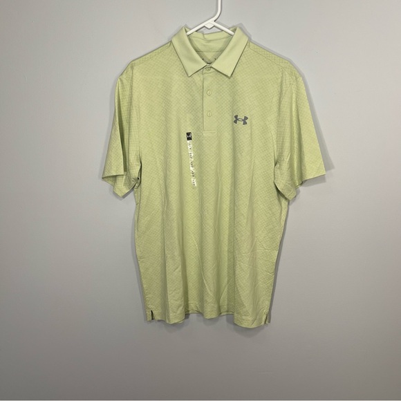 NEW Under Armour Shirt Mens Large Green Playoff Check Jacquard Polo Golf Active - Picture 1 of 10